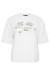 LIMITED COLLECTION Curve White 'I'm Not Listening But Go On' Stitch Detail Oversized T-Shirt