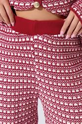 LIMITED COLLECTION Plus Size Red Boucle Wide Leg Trousers | Yours Clothing 4