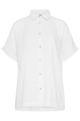 LTS Tall White Linen Oversized Short Sleeve Shirt