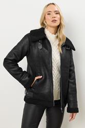 LTS Tall Black Aviator Taped Seam Jacket | Long Tall Sally 3
