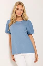 M&Co Light Blue Embroidered Sleeve Cotton T-Shirt | M&Co 3