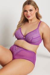 YOURS Plus Size Purple Lace Detail Non-Padded Bra | Yours Clothing  3