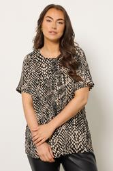 EVANS Plus Size Natural Brown Animal Markings Jersey Top | Evans 3