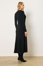 LTS Tall Black Button Detail A-Line Midaxi Dress | Long Tall Sally  2