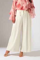 EVANS Plus Size Ivory White Premium Pleat Front Occasion Trousers | Evans 3