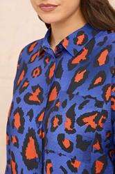 EVANS Plus Size Cobalt Blue Leopard Print Oversized Shirt | Evans 4