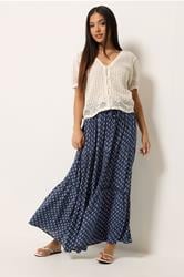 M&Co Petite Navy Blue Dobby Maxi Skirt | M&Co 3