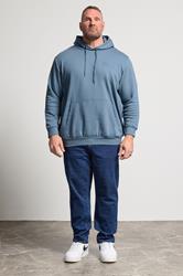 JACK & JONES Big & Tall Blue Mirage Printed Hoodie | BadRhino 1