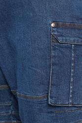 BadRhino Big & Tall Blue Elasticated Cargo Denim Shorts 5