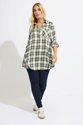 YOURS Plus Size Green Check Overhead Shirt | Yours Clothing 1