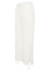 PixieGirl Petite Women's White Tie Detail Cotton Cheesecloth Wide Leg Trousers | PixieGirl 6