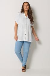 YOURS Plus Size White Broderie Anglaise Grown-On Sleeve Shirt  | Yours Clothing 2