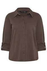 PixieGirl Petite Chocolate Brown Button Cotton Shirt