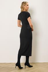 LTS Tall Women's Black Twist Short Sleeve Midi Dress | Long Tall Sally 2