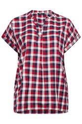 YOURS Curve Red Check Overhead Half Placket Shirt
