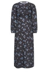 PixieGirl Petite Womens Navy Blue Ditsy Print Midi Dress | PixieGirl  5