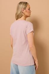 LTS Tall Light Pink Cotton Short Sleeve Henley Top | Long Tall Sally 4