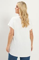 YOURS Plus Size White Stud Grown-On Sleeve T-Shirt | Yours Clothing 2