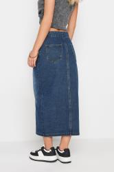 PixieGirl Petite Women's Blue Denim Zip Front Midi Skirt | PixieGirl 2