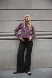 LTS Tall Black Cross Over Contrast Waistband Trousers | Long Tall Sally 3