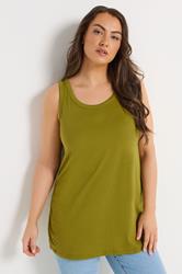 YOURS 3 PACK Plus Size Grey & Green Core Vest Tops | Yours Clothing 2
