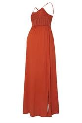 LTS Tall Maternity Rust Orange Cotton Crochet Bust Maxi Dress | Long Tall Sally 5