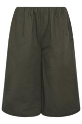 PixieGirl Petite Khaki Green Cotton Poplin Culottes