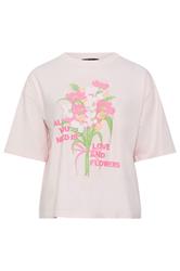 LIMITED COLLECTION Curve Pink 'All You Need Is Love & Flowers' T-Shirt