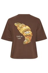 LIMITED COLLECTION Plus Size Chocolate Brown 'Café Paris' Slogan T-Shirt | Yours Clothing 6