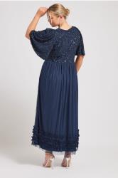 LUXE Plus Size Curve Navy Blue Sequin Sweetheart Ruffle Maxi Dress | Yours Clothing  2