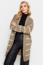 PixieGirl Beige Brown Stripe Midi Cardigan | PixieGirl 3