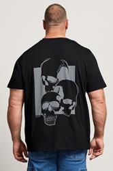 JACK & JONES Big & Tall Black & Grey Skull Graphic T-Shirt | BadRhino 2
