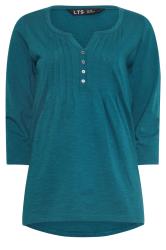 LTS Tall 2 PACK Charcoal Grey & Teal Blue Cotton Henley Tops | Long Tall Sally 8