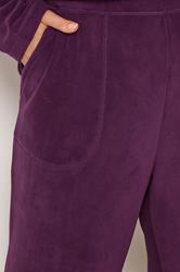 YOURS Plus Size Burgundy Red Wide Leg Fleece Trousers | Yours Clothing 4