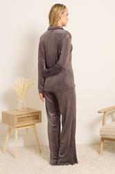 LTS Tall Chocolate Brown Super Soft Button Pyjama Set | Long Tall Sally 2