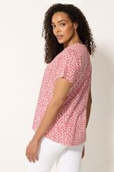 M&Co Red Floral Cotton Henley Top | M&Co 2