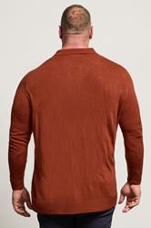 BadRhino Big & Tall Burnt Red Cable Knit Polo Shirt | BadRhino 2