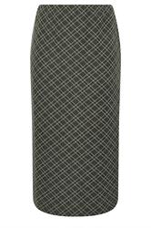 YOURS Curve Khaki Green Check Print Tube Skirt