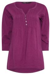 LTS Tall 2 PACK Khaki Green & Dark Pink Cotton Henley Tops | Long Tall Sally 9