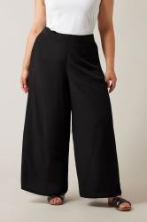 EVANS Plus Size Black Wide Leg Trousers | Evans 3