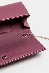 Burgundy Red Faux Leather Chevron Clutch Bag | Yours Clothing 6