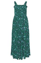 YOURS Curve Green Floral Shirred Dress