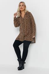 YOURS Plus Size Brown Jersey Leopard Print Shirt | Yours Clothing 1
