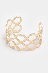 Gold Tone Textured Twist Cuff Bracelet | Yours Clothing 3