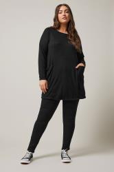 EVANS Plus Size Black Front Pocket Tunic Jumper | Evans  1