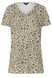 LTS Tall Grey Giraffe Print Cotton V-Neck T-Shirt | Long Tall Sally 5