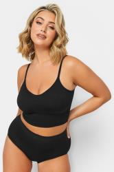 Plus Size Black Seamless Padded Crop Bralette Top | Yours Clothing 1