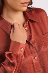 EVANS Plus Size Rust Orange Metallic Button Through Shirt | Evans 4