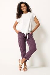 M&Co Berry Purple Cargo Trousers | M&Co 3