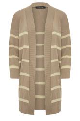 PixieGirl Beige Brown Stripe Midi Cardigan | PixieGirl 5